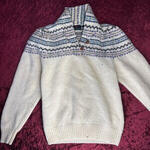 Vintage 1980s Abercrombie And Fitch Cream Fair Isle Sweater Size L RARE! VTG Wom